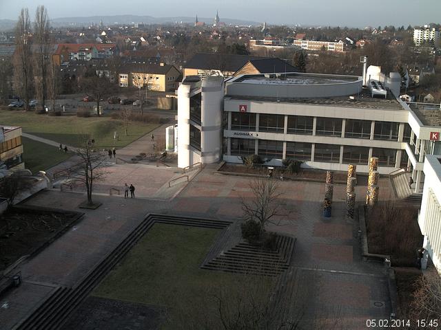 Foto der Webcam: Verwaltungsgeb&auml;ude, Innenhof mit Audimax, H&ouml;rsaal-Geb&auml;ude 1