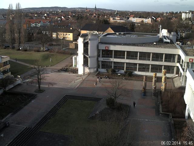 Foto der Webcam: Verwaltungsgeb&auml;ude, Innenhof mit Audimax, H&ouml;rsaal-Geb&auml;ude 1