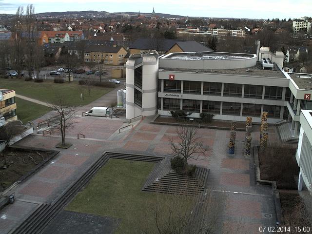Foto der Webcam: Verwaltungsgeb&auml;ude, Innenhof mit Audimax, H&ouml;rsaal-Geb&auml;ude 1