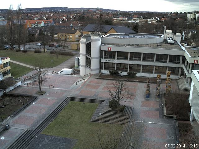 Foto der Webcam: Verwaltungsgeb&auml;ude, Innenhof mit Audimax, H&ouml;rsaal-Geb&auml;ude 1