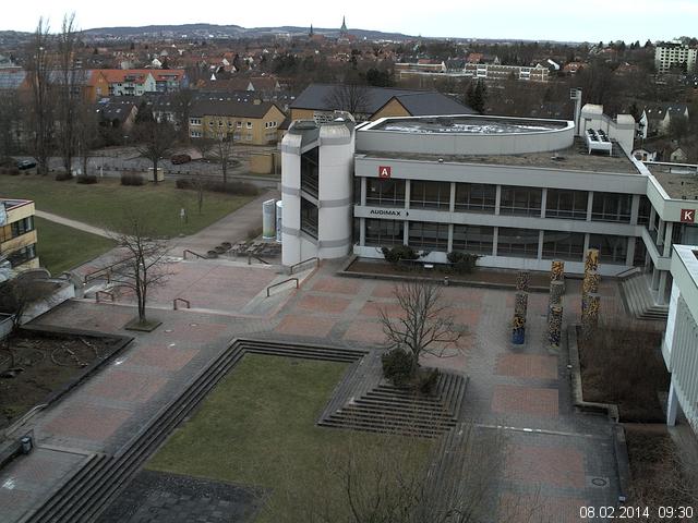 Foto der Webcam: Verwaltungsgeb&auml;ude, Innenhof mit Audimax, H&ouml;rsaal-Geb&auml;ude 1