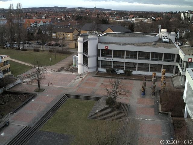 Foto der Webcam: Verwaltungsgeb&auml;ude, Innenhof mit Audimax, H&ouml;rsaal-Geb&auml;ude 1