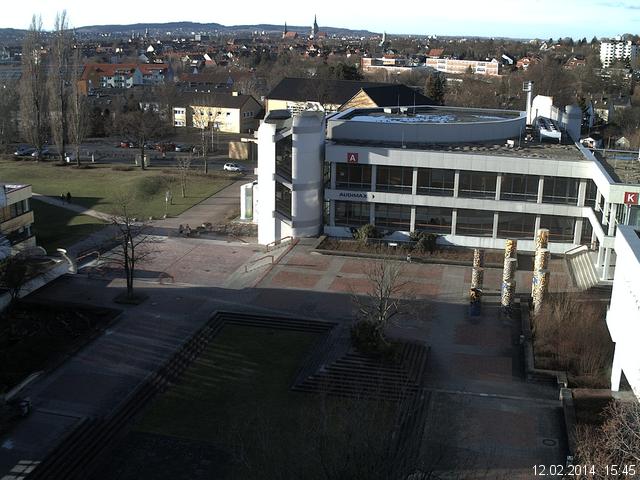 Foto der Webcam: Verwaltungsgeb&auml;ude, Innenhof mit Audimax, H&ouml;rsaal-Geb&auml;ude 1