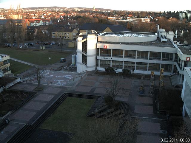 Foto der Webcam: Verwaltungsgeb&auml;ude, Innenhof mit Audimax, H&ouml;rsaal-Geb&auml;ude 1