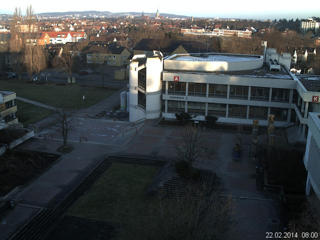 Foto der Webcam: Verwaltungsgeb&auml;ude, Innenhof mit Audimax, H&ouml;rsaal-Geb&auml;ude 1