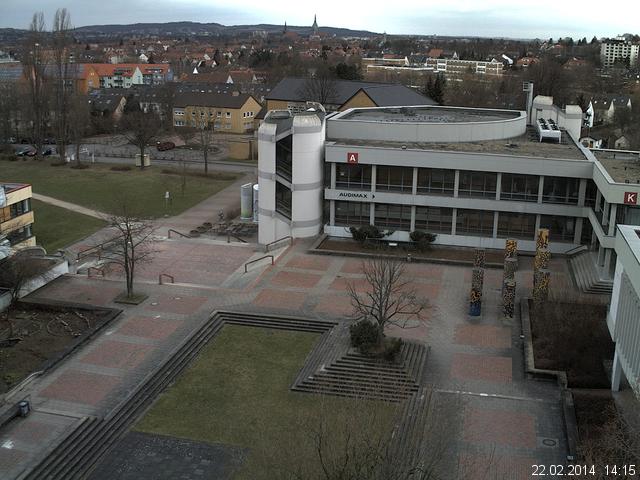 Foto der Webcam: Verwaltungsgeb&auml;ude, Innenhof mit Audimax, H&ouml;rsaal-Geb&auml;ude 1