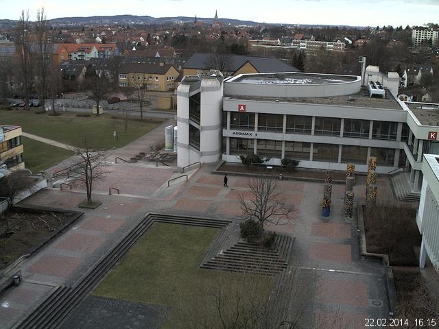 Foto der Webcam: Verwaltungsgeb&auml;ude, Innenhof mit Audimax, H&ouml;rsaal-Geb&auml;ude 1