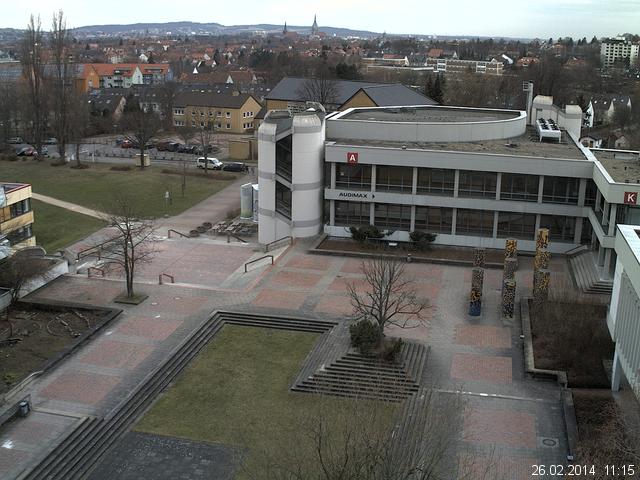 Foto der Webcam: Verwaltungsgeb&auml;ude, Innenhof mit Audimax, H&ouml;rsaal-Geb&auml;ude 1