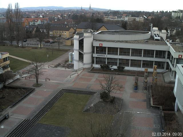 Foto der Webcam: Verwaltungsgeb&auml;ude, Innenhof mit Audimax, H&ouml;rsaal-Geb&auml;ude 1