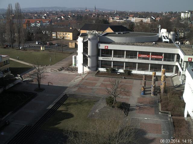 Foto der Webcam: Verwaltungsgeb&auml;ude, Innenhof mit Audimax, H&ouml;rsaal-Geb&auml;ude 1