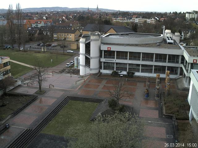 Foto der Webcam: Verwaltungsgeb&auml;ude, Innenhof mit Audimax, H&ouml;rsaal-Geb&auml;ude 1