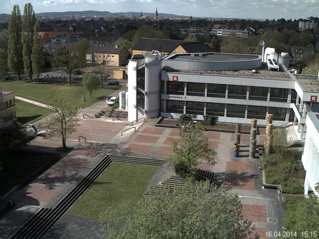 Foto der Webcam: Verwaltungsgeb&auml;ude, Innenhof mit Audimax, H&ouml;rsaal-Geb&auml;ude 1