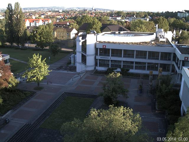 Foto der Webcam: Verwaltungsgeb&auml;ude, Innenhof mit Audimax, H&ouml;rsaal-Geb&auml;ude 1