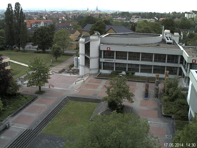 Foto der Webcam: Verwaltungsgeb&auml;ude, Innenhof mit Audimax, H&ouml;rsaal-Geb&auml;ude 1