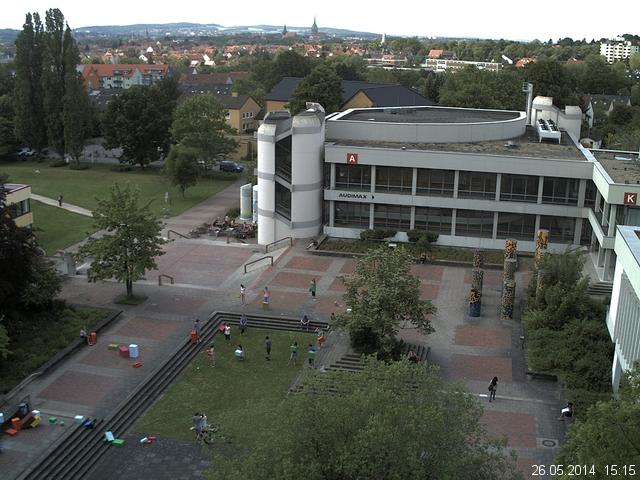Foto der Webcam: Verwaltungsgeb&auml;ude, Innenhof mit Audimax, H&ouml;rsaal-Geb&auml;ude 1