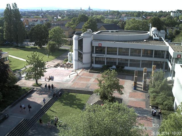 Foto der Webcam: Verwaltungsgeb&auml;ude, Innenhof mit Audimax, H&ouml;rsaal-Geb&auml;ude 1