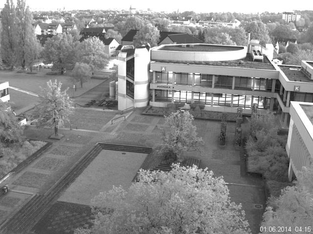 Foto der Webcam: Verwaltungsgeb&auml;ude, Innenhof mit Audimax, H&ouml;rsaal-Geb&auml;ude 1