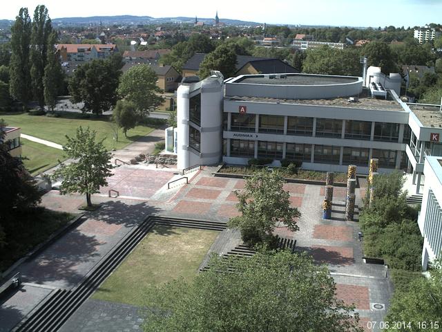 Foto der Webcam: Verwaltungsgeb&auml;ude, Innenhof mit Audimax, H&ouml;rsaal-Geb&auml;ude 1