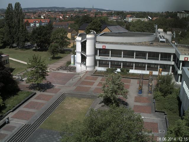 Foto der Webcam: Verwaltungsgeb&auml;ude, Innenhof mit Audimax, H&ouml;rsaal-Geb&auml;ude 1