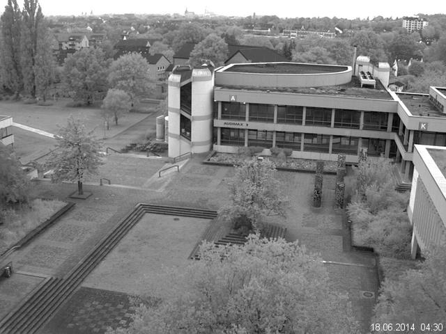 Foto der Webcam: Verwaltungsgeb&auml;ude, Innenhof mit Audimax, H&ouml;rsaal-Geb&auml;ude 1
