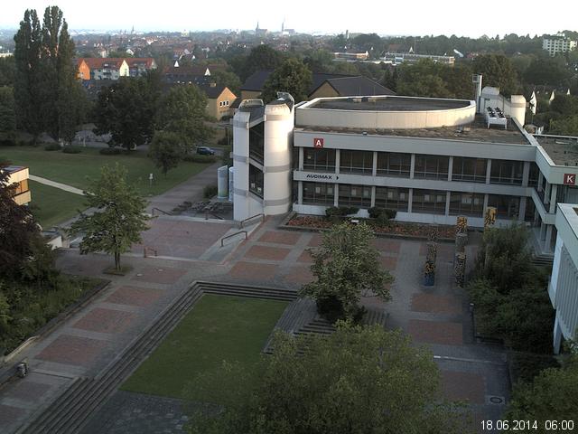 Foto der Webcam: Verwaltungsgeb&auml;ude, Innenhof mit Audimax, H&ouml;rsaal-Geb&auml;ude 1