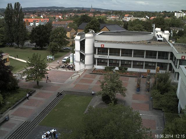 Foto der Webcam: Verwaltungsgeb&auml;ude, Innenhof mit Audimax, H&ouml;rsaal-Geb&auml;ude 1