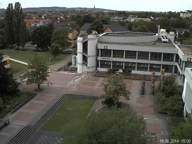 Foto der Webcam: Verwaltungsgeb&auml;ude, Innenhof mit Audimax, H&ouml;rsaal-Geb&auml;ude 1