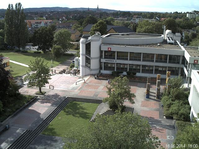 Foto der Webcam: Verwaltungsgeb&auml;ude, Innenhof mit Audimax, H&ouml;rsaal-Geb&auml;ude 1
