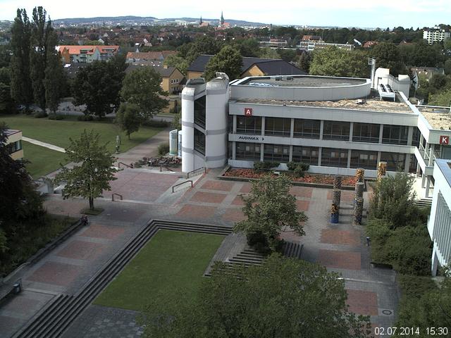 Foto der Webcam: Verwaltungsgeb&auml;ude, Innenhof mit Audimax, H&ouml;rsaal-Geb&auml;ude 1