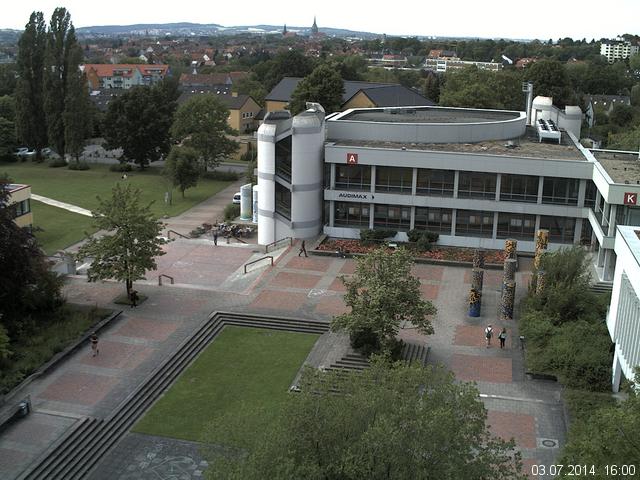 Foto der Webcam: Verwaltungsgeb&auml;ude, Innenhof mit Audimax, H&ouml;rsaal-Geb&auml;ude 1