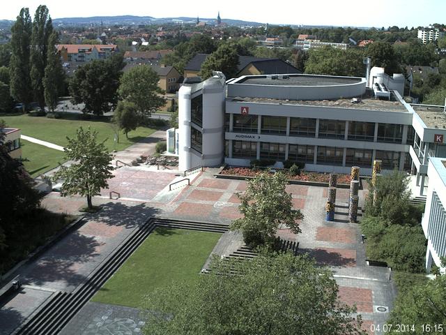 Foto der Webcam: Verwaltungsgeb&auml;ude, Innenhof mit Audimax, H&ouml;rsaal-Geb&auml;ude 1