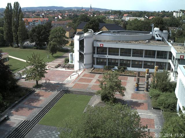 Foto der Webcam: Verwaltungsgeb&auml;ude, Innenhof mit Audimax, H&ouml;rsaal-Geb&auml;ude 1