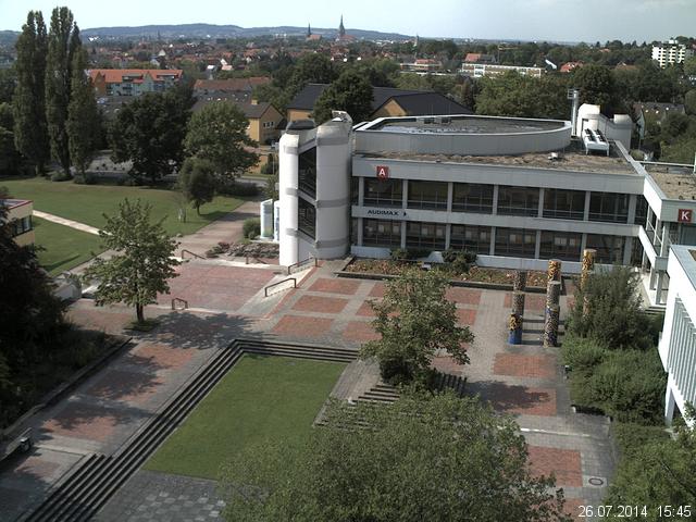 Foto der Webcam: Verwaltungsgeb&auml;ude, Innenhof mit Audimax, H&ouml;rsaal-Geb&auml;ude 1