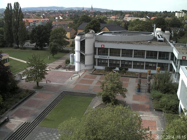 Foto der Webcam: Verwaltungsgeb&auml;ude, Innenhof mit Audimax, H&ouml;rsaal-Geb&auml;ude 1