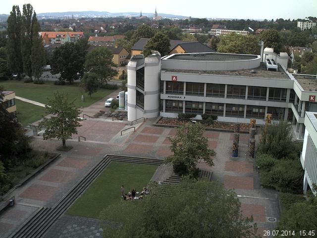 Foto der Webcam: Verwaltungsgeb&auml;ude, Innenhof mit Audimax, H&ouml;rsaal-Geb&auml;ude 1
