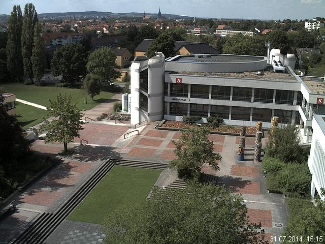 Foto der Webcam: Verwaltungsgeb&auml;ude, Innenhof mit Audimax, H&ouml;rsaal-Geb&auml;ude 1