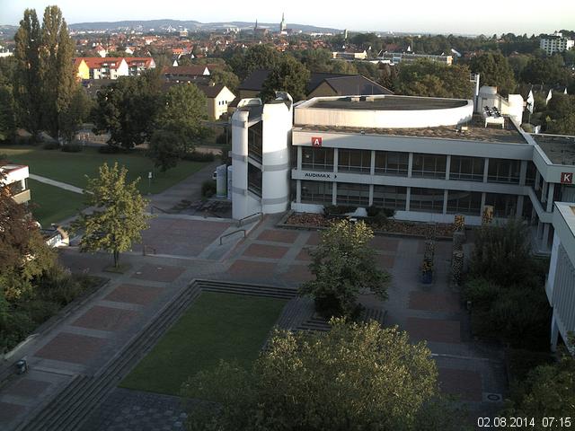Foto der Webcam: Verwaltungsgeb&auml;ude, Innenhof mit Audimax, H&ouml;rsaal-Geb&auml;ude 1