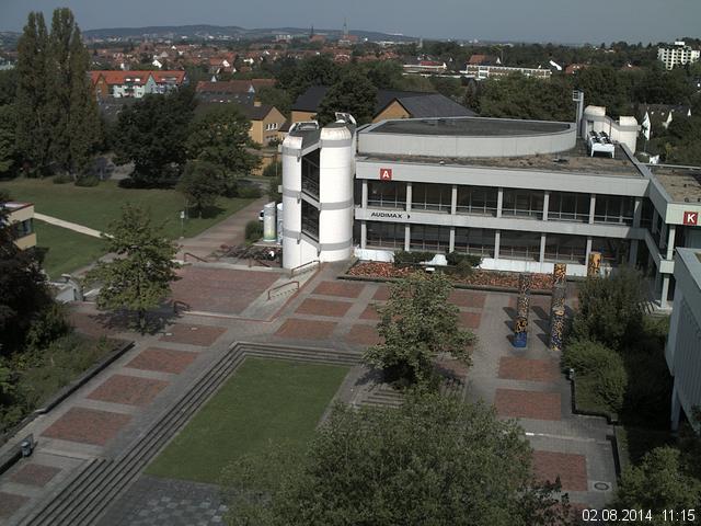 Foto der Webcam: Verwaltungsgeb&auml;ude, Innenhof mit Audimax, H&ouml;rsaal-Geb&auml;ude 1