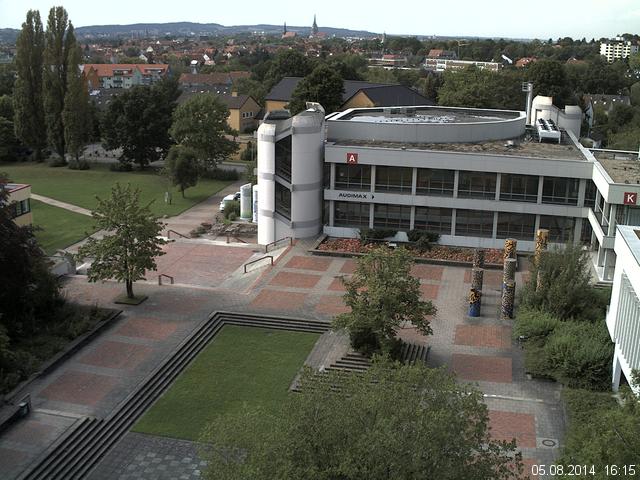 Foto der Webcam: Verwaltungsgeb&auml;ude, Innenhof mit Audimax, H&ouml;rsaal-Geb&auml;ude 1