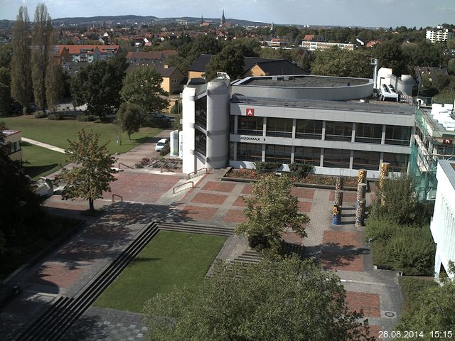 Foto der Webcam: Verwaltungsgeb&auml;ude, Innenhof mit Audimax, H&ouml;rsaal-Geb&auml;ude 1