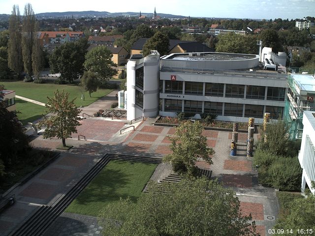 Foto der Webcam: Verwaltungsgeb&auml;ude, Innenhof mit Audimax, H&ouml;rsaal-Geb&auml;ude 1