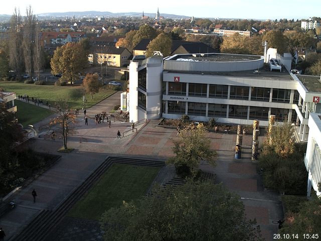 Foto der Webcam: Verwaltungsgeb&auml;ude, Innenhof mit Audimax, H&ouml;rsaal-Geb&auml;ude 1