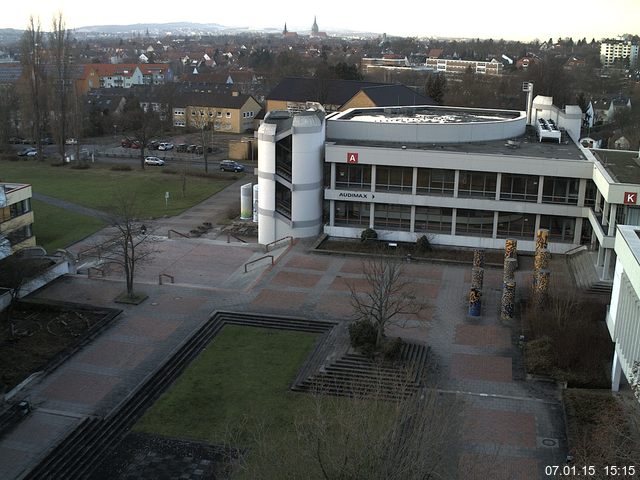 Foto der Webcam: Verwaltungsgeb&auml;ude, Innenhof mit Audimax, H&ouml;rsaal-Geb&auml;ude 1