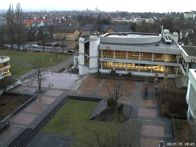 Foto der Webcam: Verwaltungsgeb&auml;ude, Innenhof mit Audimax, H&ouml;rsaal-Geb&auml;ude 1
