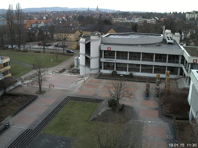 Foto der Webcam: Verwaltungsgeb&auml;ude, Innenhof mit Audimax, H&ouml;rsaal-Geb&auml;ude 1