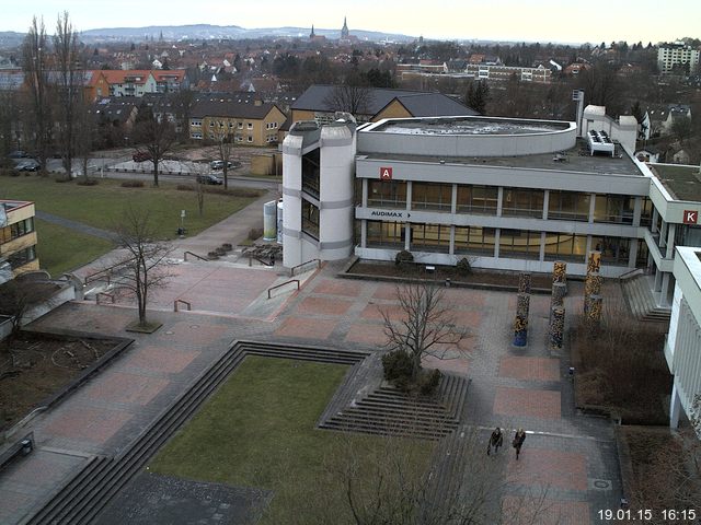 Foto der Webcam: Verwaltungsgeb&auml;ude, Innenhof mit Audimax, H&ouml;rsaal-Geb&auml;ude 1