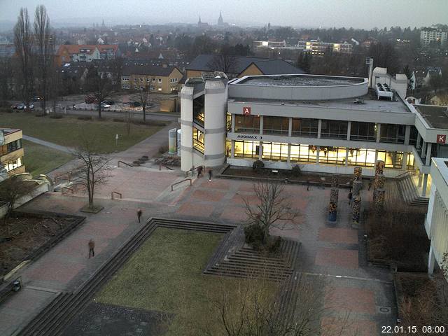 Foto der Webcam: Verwaltungsgeb&auml;ude, Innenhof mit Audimax, H&ouml;rsaal-Geb&auml;ude 1