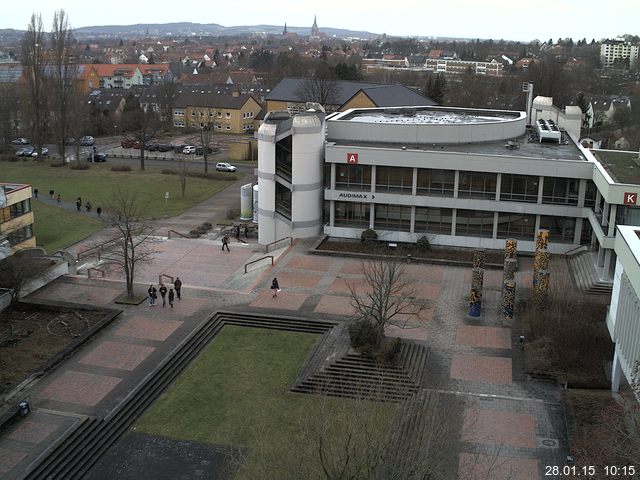 Foto der Webcam: Verwaltungsgeb&auml;ude, Innenhof mit Audimax, H&ouml;rsaal-Geb&auml;ude 1