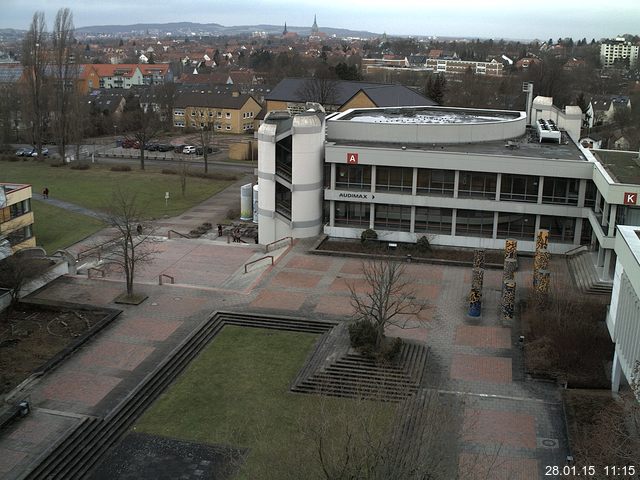 Foto der Webcam: Verwaltungsgeb&auml;ude, Innenhof mit Audimax, H&ouml;rsaal-Geb&auml;ude 1