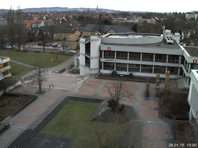 Foto der Webcam: Verwaltungsgeb&auml;ude, Innenhof mit Audimax, H&ouml;rsaal-Geb&auml;ude 1